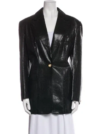 Pre-owned Escada Leather Coat In Black