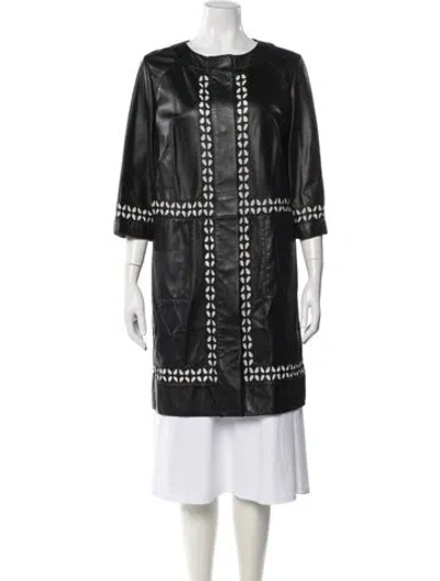 Pre-owned Escada Leather Coat In Black