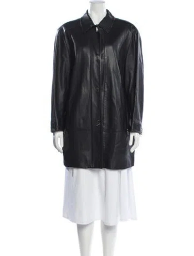 Pre-owned Escada Leather Coat In Black