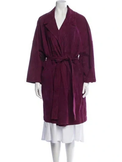 Pre-owned Escada Leather Coat W/ Tags In Purple