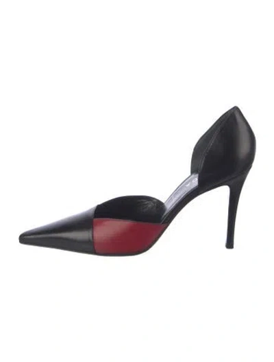 Pre-owned Escada Leather Colorblock Pattern D'orsay Pumps In Black