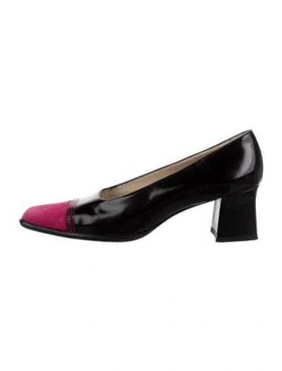 Pre-owned Escada Leather Colorblock Pattern Pumps In Black