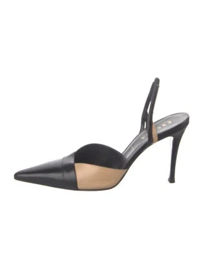 Pre-owned Escada Leather Colorblock Pattern Slingback Pumps In Black