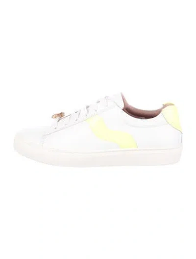 Pre-owned Escada Leather Colorblock Pattern Sneakers In White
