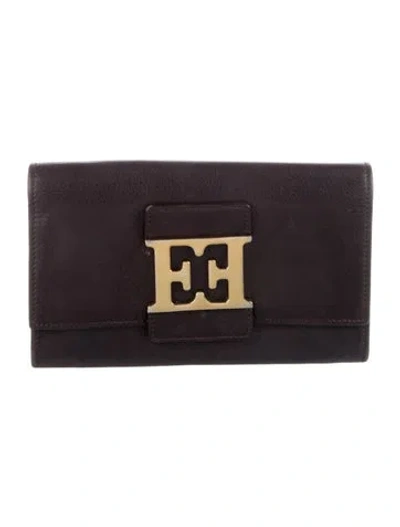 Pre-owned Escada Leather Compact Wallet In Brown