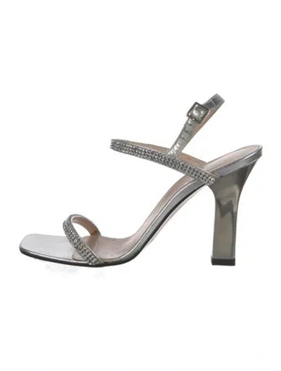 Pre-owned Escada Leather Crystal Embellishments Slingback Sandals