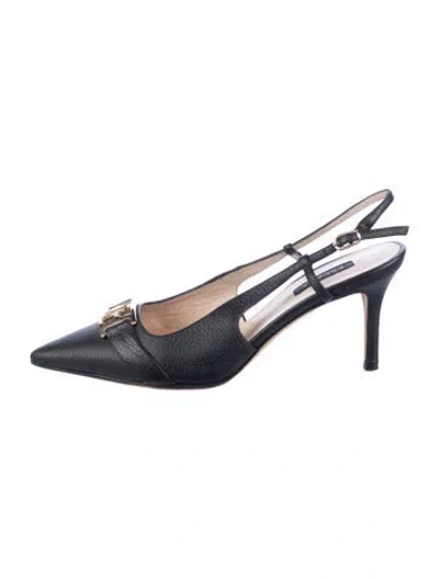 Pre-owned Escada Leather Cutout Accent Slingback Pumps In Blue