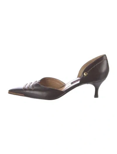 Pre-owned Escada Leather D'orsay Pumps In Black