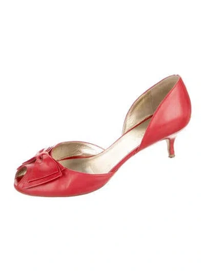 Pre-owned Escada Leather D'orsay Pumps In Red