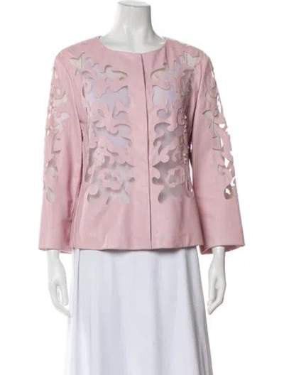 Pre-owned Escada Leather Evening Jacket In Pink