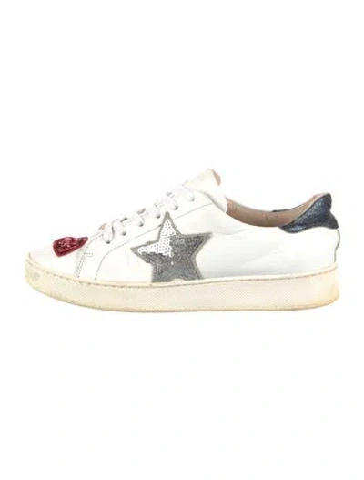 Pre-owned Escada Leather Graphic Print Sneakers In White