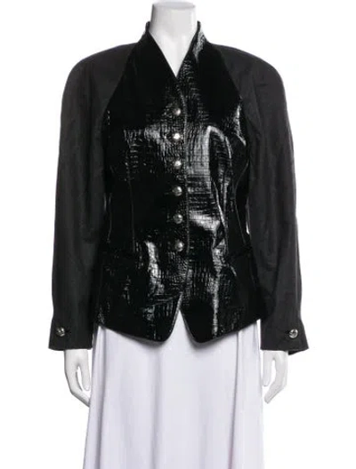 Pre-owned Escada Leather Jacket In Black