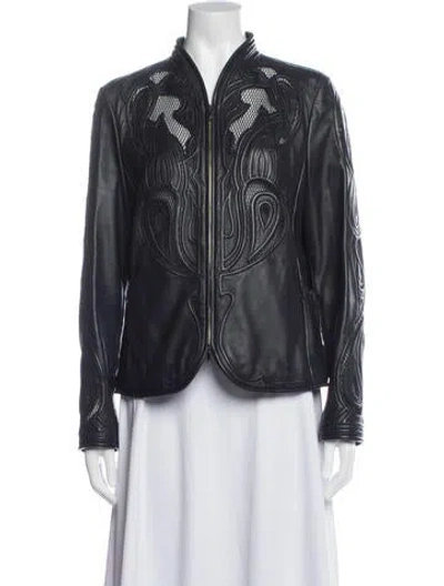 Pre-owned Escada Leather Jacket In Blue