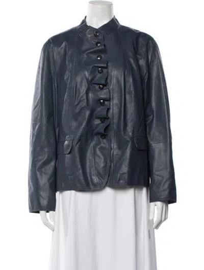 Pre-owned Escada Leather Jacket In Blue