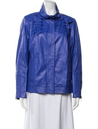 Pre-owned Escada Leather Jacket In Blue