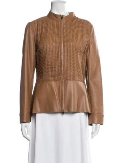 Pre-owned Escada Leather Jacket In Brown