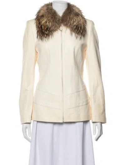 Pre-owned Escada Leather Jacket In Neutrals
