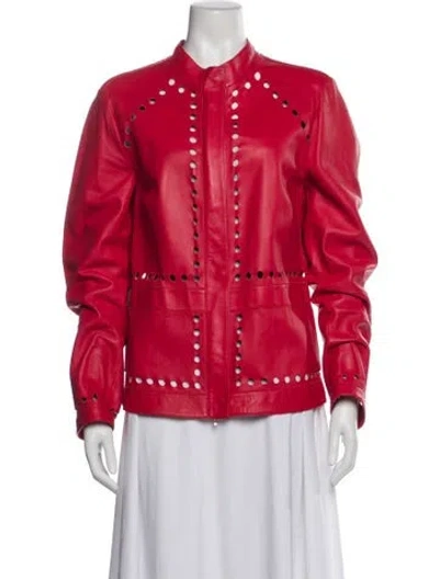 Pre-owned Escada Leather Jacket In Red