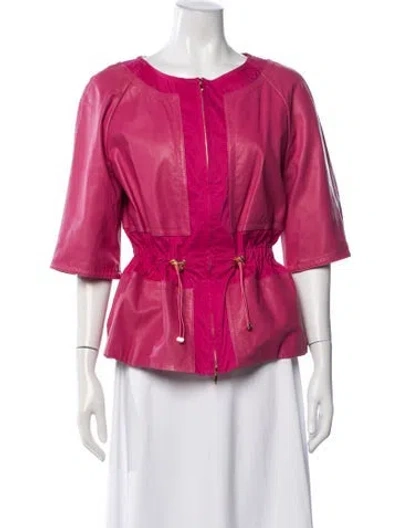 Pre-owned Escada Leather Jacket W/ Tags In Pink