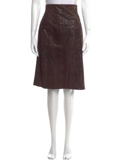 Pre-owned Escada Leather Knee-length Skirt In Brown