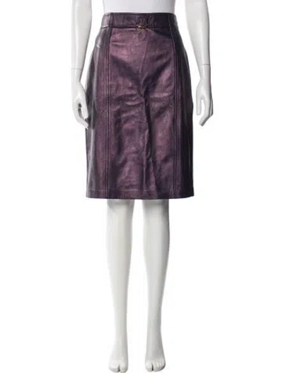 Pre-owned Escada Leather Knee-length Skirt In Purple