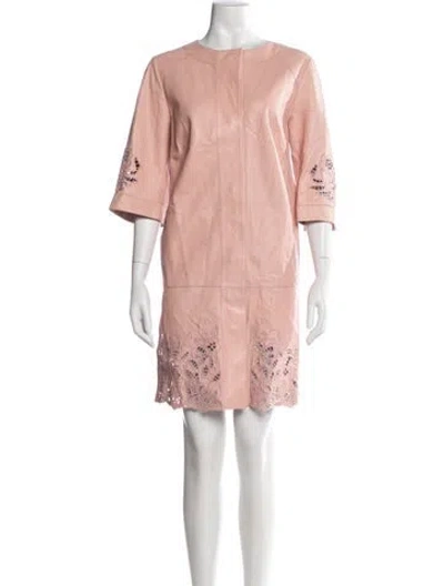 Pre-owned Escada Leather Lace Pattern Coat In Pink