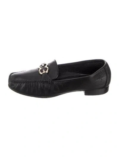 Pre-owned Escada Leather Loafers In Black/silver