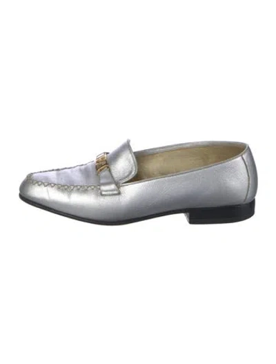 Pre-owned Escada Leather Loafers In Silver
