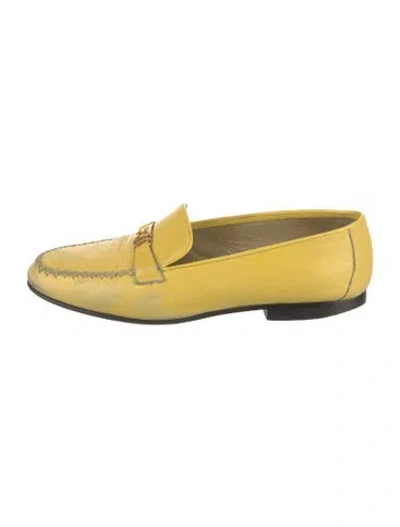 Pre-owned Escada Leather Loafers In Yellow