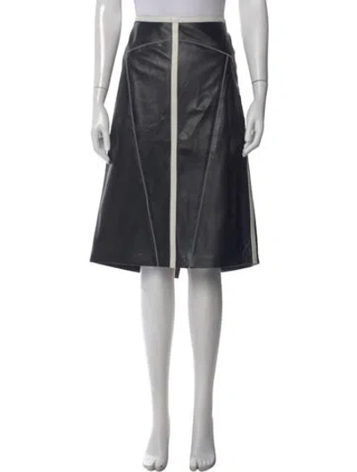 Pre-owned Escada Leather Midi Length Skirt In Black