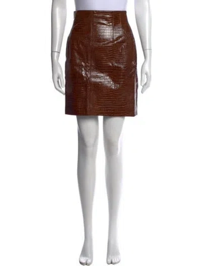 Pre-owned Escada Leather Mini Skirt In Brown