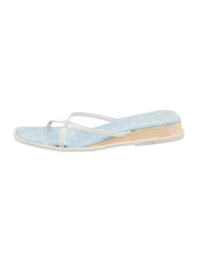 Pre-owned Escada Leather Patterned Flip Flops In Blue