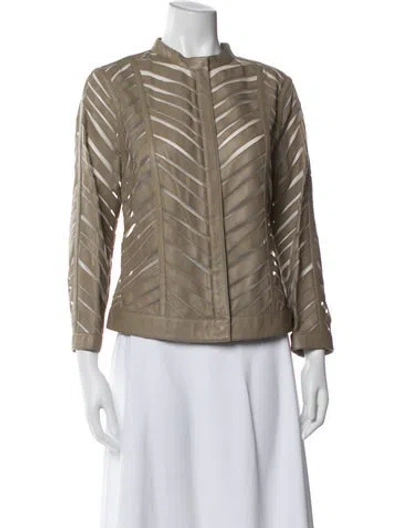 Pre-owned Escada Leather Patterned Jacket In Neutral