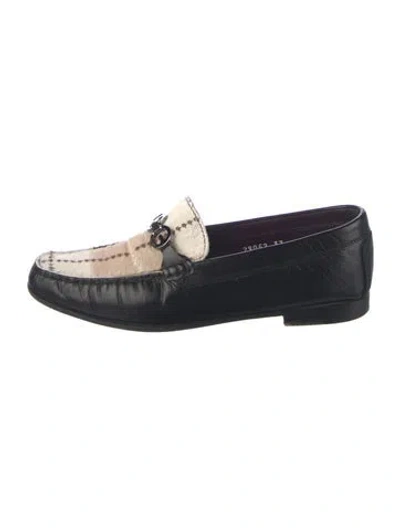 Pre-owned Escada Leather Patterned Loafers In Blue
