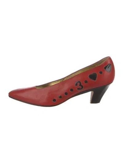 Pre-owned Escada Leather Patterned Pumps In Red