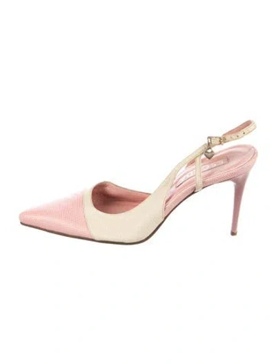 Pre-owned Escada Leather Patterned Slingback Pumps In Neutrals/pink