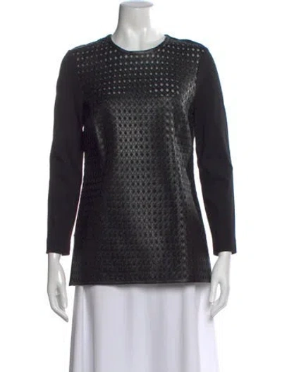 Pre-owned Escada Leather Patterned Top In Black