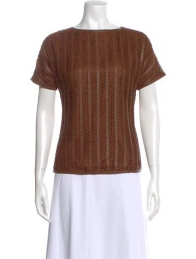 Pre-owned Escada Leather Patterned Top In Brown