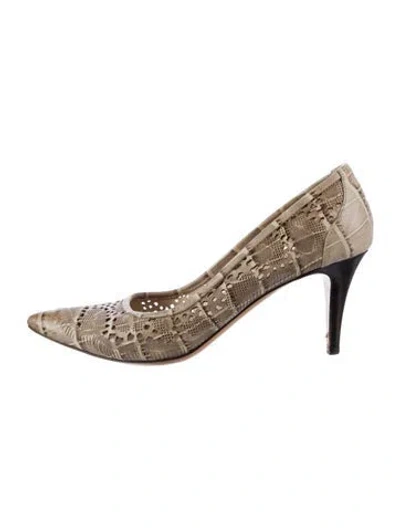 Pre-owned Escada Leather Printed Pumps In Neutral