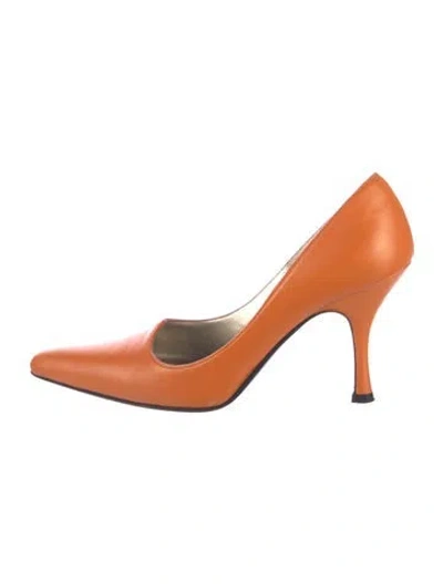 Pre-owned Escada Leather Pumps In Orange