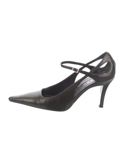 Pre-owned Escada Leather Slingback Pumps In Brown
