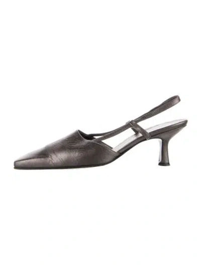Pre-owned Escada Leather Slingback Pumps In Grey