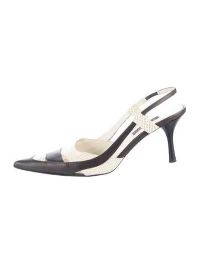 Pre-owned Escada Leather Slingback Pumps In Neutrals
