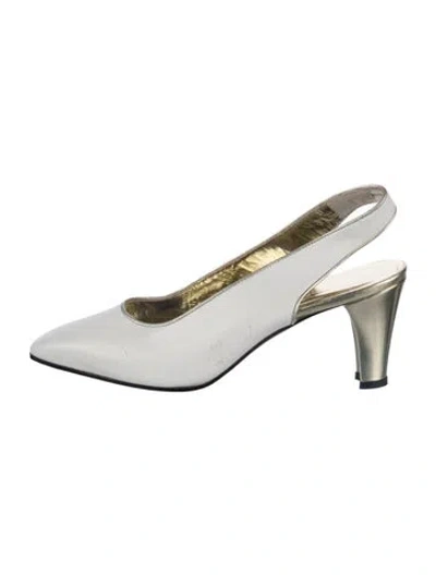 Pre-owned Escada Leather Slingback Pumps In White
