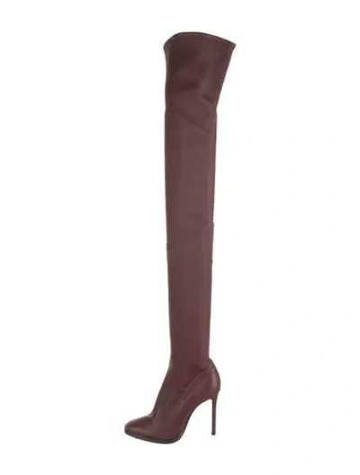 Pre-owned Escada Leather Sock Boots In Burgundy