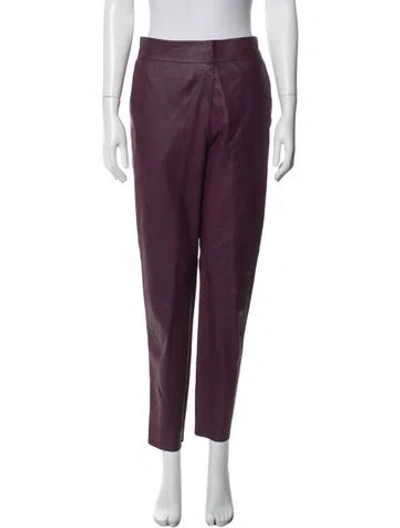 Pre-owned Escada Leather Straight Leg Pants In Purple