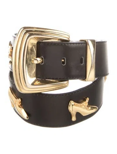 Pre-owned Escada Leather Studded Accents Belt In Black