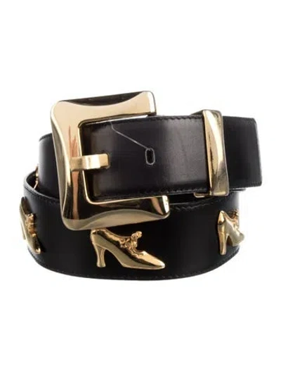 Pre-owned Escada Leather Studded Accents Belt In Black
