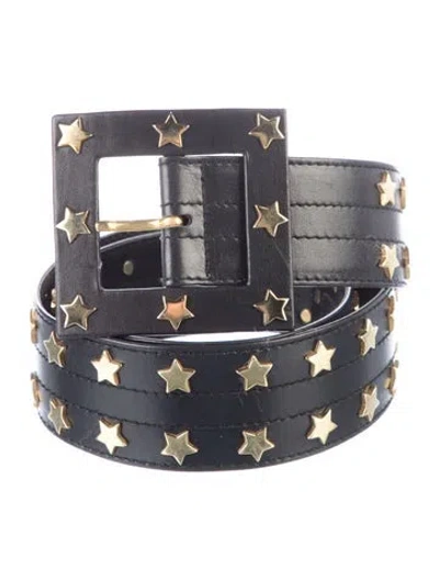 Pre-owned Escada Leather Studded Accents Belt In Black/gold