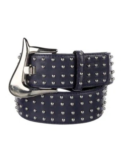 Pre-owned Escada Leather Studded Accents Belt In Blue